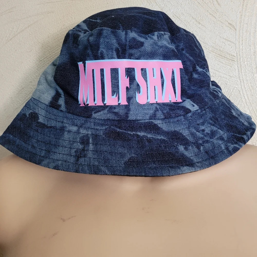 MILF SHXT Statement Denim Bucket Hat One Size Fits Most NEW